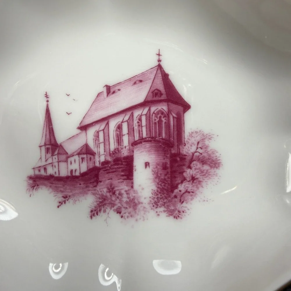Hochst Decor Justinuskirche Frankfurt Porcelain Trinket Dish Purple Gold‎ Trim